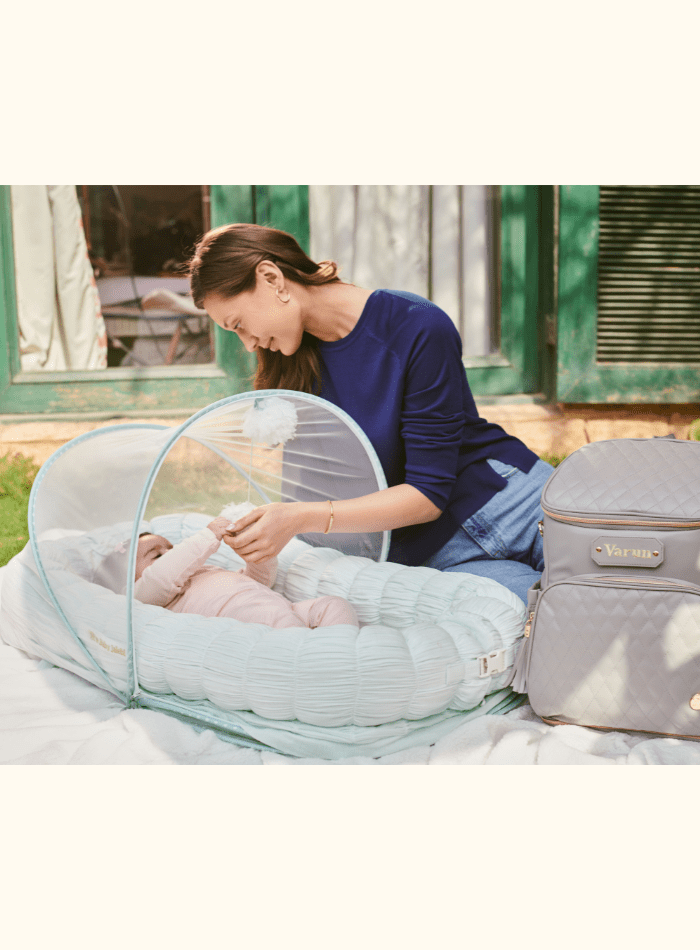 The Sleep Cloud Nest - Aqua + Counting Sheep Blanket