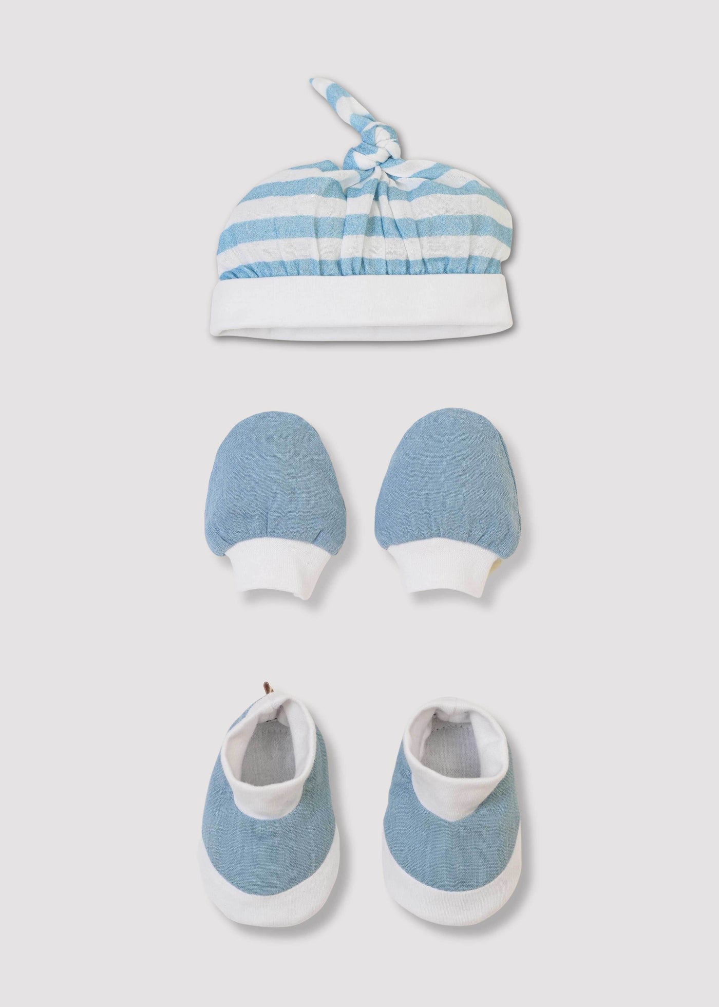 مجموعة قبعة + قفازات + أحذية - أزرق